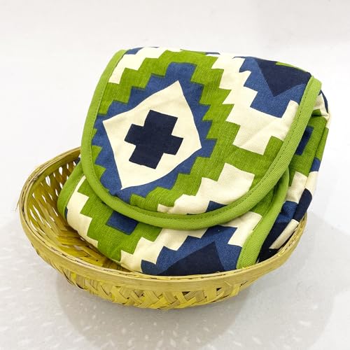 Swayam 100% Cotton Cloth Roti Cassrole | Hot Chapati Box | Bread Basket Washable with Chain | Roti Rumal