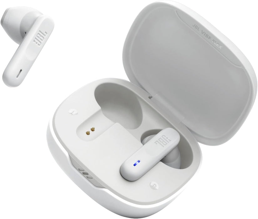 JBL Vibe Flex, Wireless Bluetooth Headphones, 12mm Drivers, 32 Hour Playback, IP54 Water and Dust Resistant - White