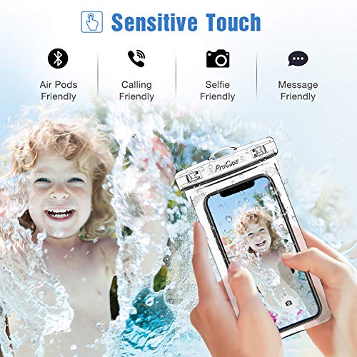 ProCase Waterproof Phone Pouch Case Dry Bag for iPhone 16 15 14 13 Pro Max Mini 12 11 Pro Max XR XS X 8 7 6S Plus, Galaxy S23 S22 S21 Note Pixel Up to 7", Cruise Essentials -2Pack, Clear