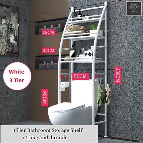 Sulfar Bathroom Storage Shelf 3 Tier, Toilet Storage Rack Easy To Assemble Toilet Bathroom Shelf No Drilling Toilet Organizer White