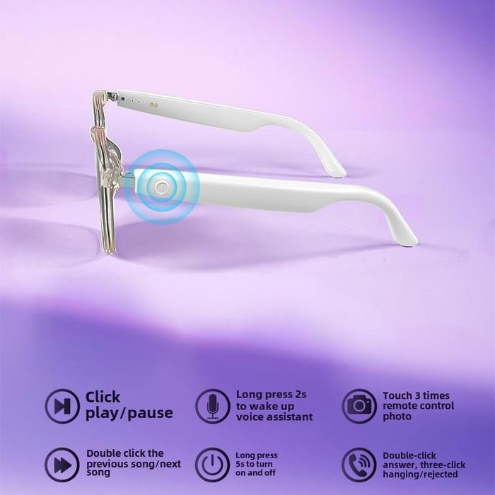 Smart Audio Glasses, Sunglasses with Wireless Headset Built-in Mic & Speakers, Touch Control and Voice Assistant Suitable for Men Women Outdoor Driving Running Use (Black Lens)