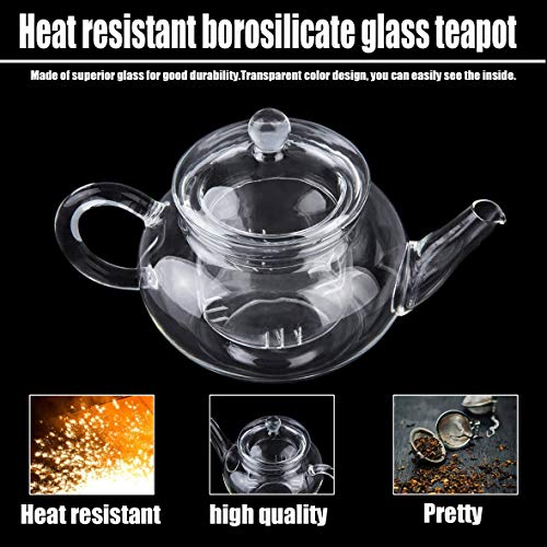 B.L.A. Transparent Teapot Heat Resistant Glass Teapot With Infuser Coffee Flower Tea Leaf Herbal Pot 250ml Durable