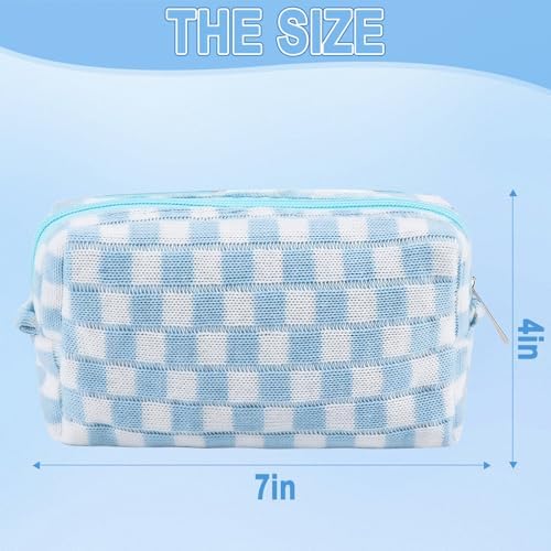 ZLFSRQ 3Pcs Checkered Makeup Bag for Women Large Cosmetic Bag Set Travel Toiletry Bag Makeup Pouch Bag for Purse Pink Zipper Storage Bag Organizer Cute Small Aesthetic Girls Car Essentials Bag