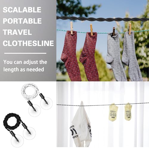 Bntyok Clothes Lines for Hanging Clothes Travel Clothes line Retractable Clothes line with Hooks and Suction Cups Camping Accessories Cruise for Indoor Home Camping