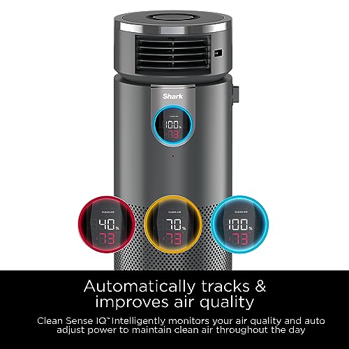 Shark 3 in 1 Air Purifiers for Home, Bedroom, or Office with HEPA Filter, Small Space Heater and Fan Combo, Filters Smoke, Covers up to 500 Sq Ft, Clean Sense Technology, Heat, Cool and Purify, HC452
