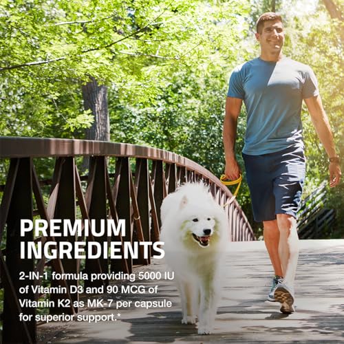 Bronson Vitamin K2 (MK7) with D3 Supplement - Vitamin D & K Complex Premium Non GMO, 120 Capsules