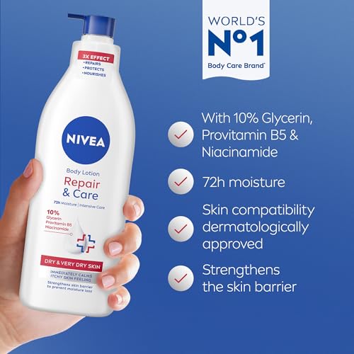 NIVEA Body Lotion Very Dry Skin, Moisturizing Repair & Care Dexpantenol, 2x400ml