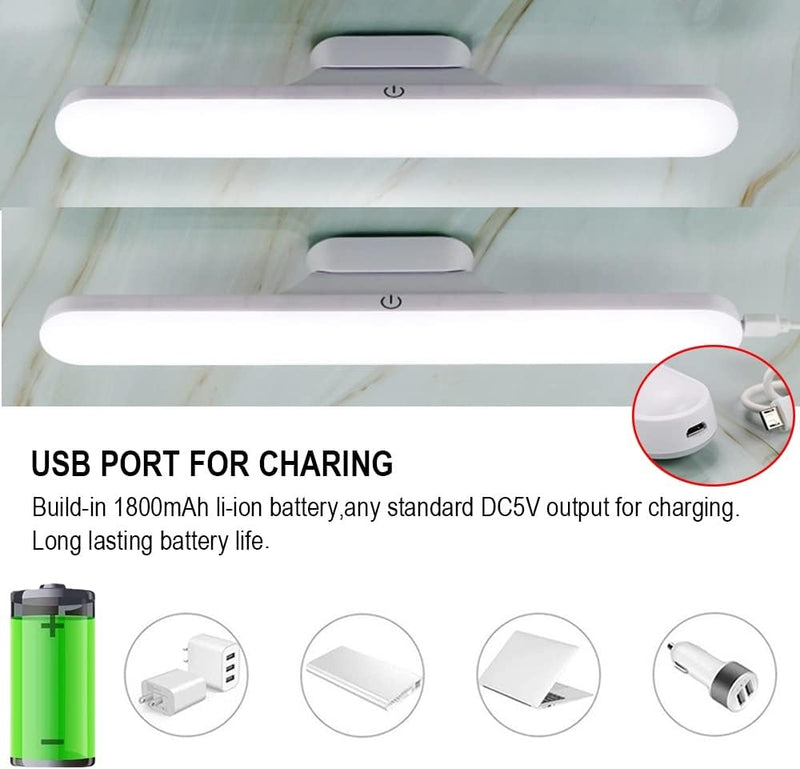 LED Light Bar, Magnetic Mount & USB Rechargeable Battery Powered Lamp Strip, Portable for Makeup, Car, Cabinet, Bedroom Reading and Emergency