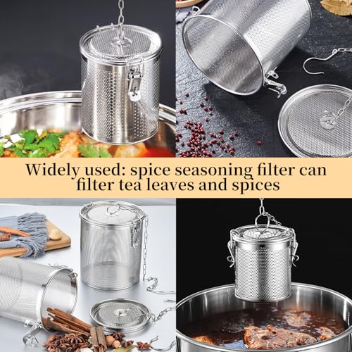 Tea Infuser, Stainless Steel Spice Seasoning Strainer,Filter Soup Seasoning Seperation Strainer,Extra Fine Mesh Spice Herbal Ball Cooking Tools With Chain for Brew Loose Leaf Tea and Spices & Seas