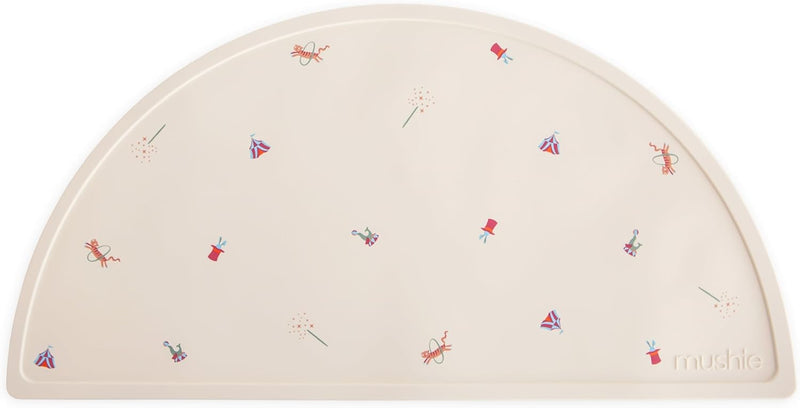 Silicone Placemat for Baby Food - Non-Slip Mat with Classic Patterns, BPA-Free, Easy-Clean Dishwasher Safe Dining Mat for Toddlers - Black Daisy - Circus