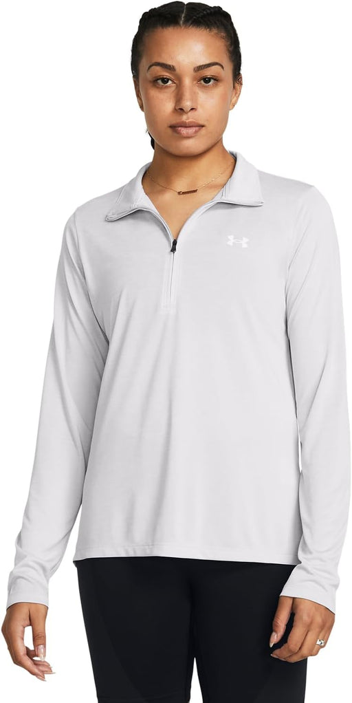 womens Tech Twist Half Zip T-Shirt - (014) Halo Gray / / White