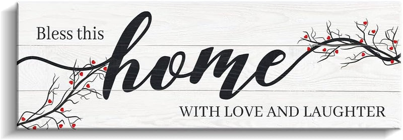 Kas Home Thankful Grateful Blessed Wall Decor Canvas Inspirational Quote Sign Farmhouse Rustic Wall Art Positive Word Hanging Decoration for Bedroom Living Room Kitchen Framed Plaque (10.6 x 13.7