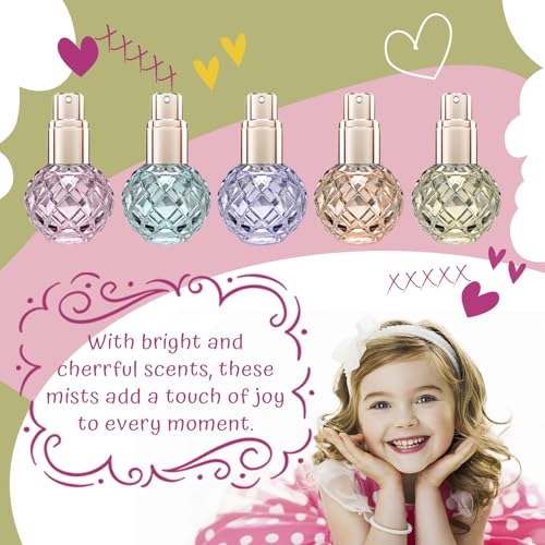 Body Mist Set for Girls Scents of Wishes - 5 Diamond-Shaped Glass Bottles Gold-Toned Finish 5 Exquisite Scents: Berries, Fruits, Citrus, Tropical Vibes,Floral; Fragrance Experience with Premium Design