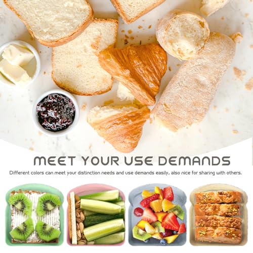 4Pcs Sandwich Containers for Lunch Boxes, Reusable Sandwich Box Container for Kids, Sandwich Holder Bread Container for Adults, BPA Free, Microwave & Dishwasher Safe, School, Office, Camping