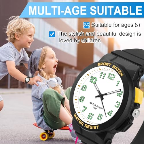 Azonee Kid's Watch, Outdoor Sports Kids Waterproof Watch, Kid's Analog Watch Easy-to-Read Time Teaching Large Dial, Analog Watch for Boys Girls