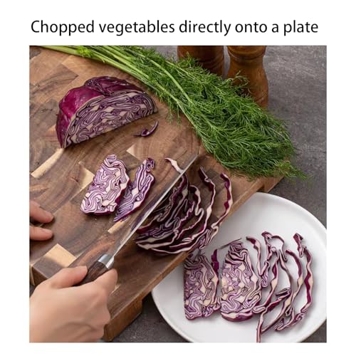 Wood Cutting Board, Thick Wooden Acacia Cutting Boards for Kitchen, Large Bamboo Cutting and Charcuterie Board Set with Side Handles, Chopping Board with Anti-slip Bottom and Plate Slot