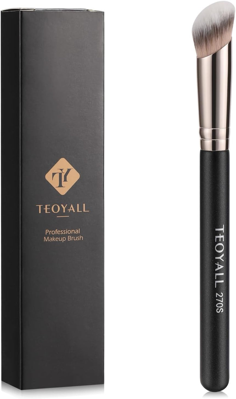 TEOYALL Angled Foundation Contour Brush, Synthetic Kabuki Brush for Concealing Blending Setting Buffing with Liquid, Cream and Powder Cosmetic (170S)