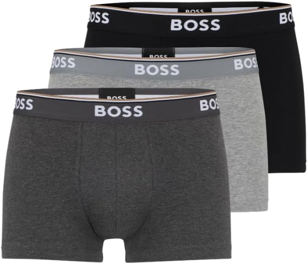 Men's Stretch Cotton 3 Pack Trunks - Black & Grey