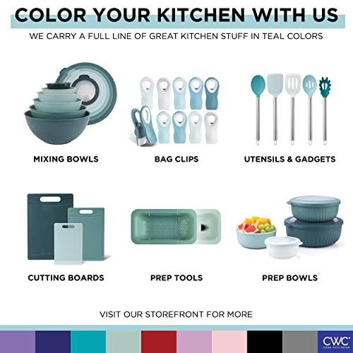 COOK WITH COLOR Chip Bag Clips Set of 4 - Food Clips, 5 Inches Wide Heavy Duty Chip Clips, Large Bag Clips for Food Storage Air Tight Seal Grip for Bread Bags, Snack Bags and Food Bags - (Teal)