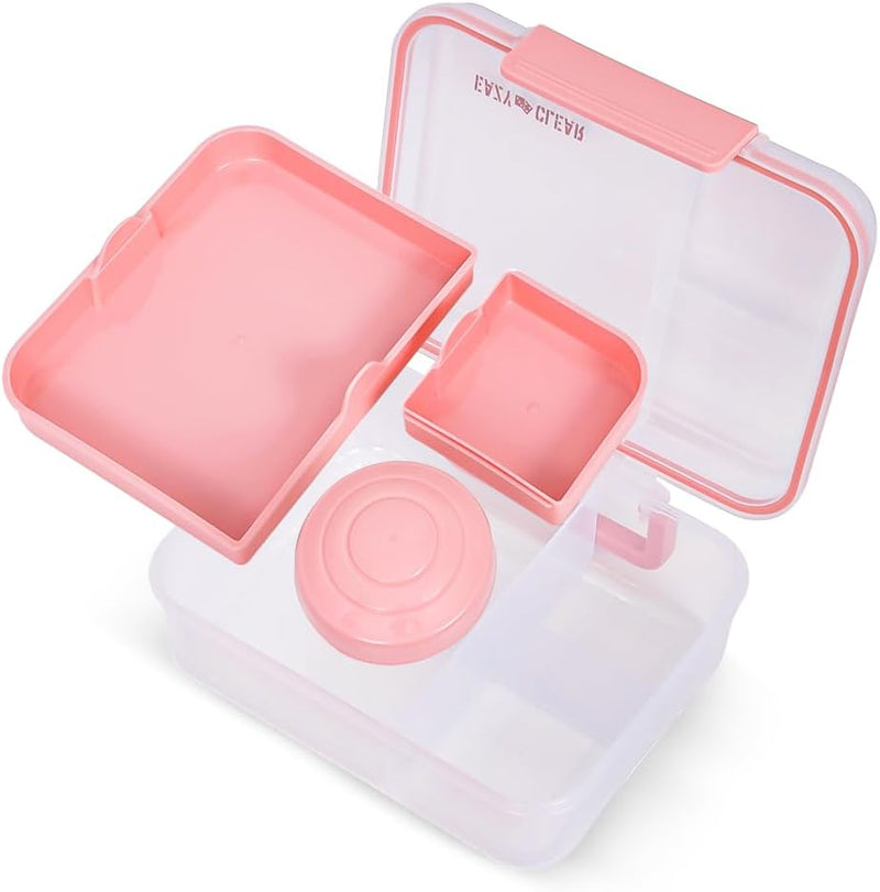 3/4/5 Compartment Convertible Bento Lunch Box with Gravy Bowl, Pink