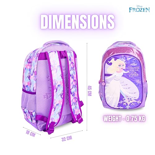 TRUCARE Disney Frozen 18 Inch Kids School Bag - Ergonomic Backpack Lightweight, Durable, Students 6+ - Perfect for Travel & School,For Girls