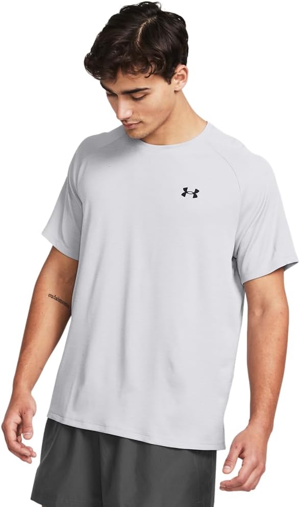mens UA Tech Textured SS T-shirt (pack of 1) - WHITE