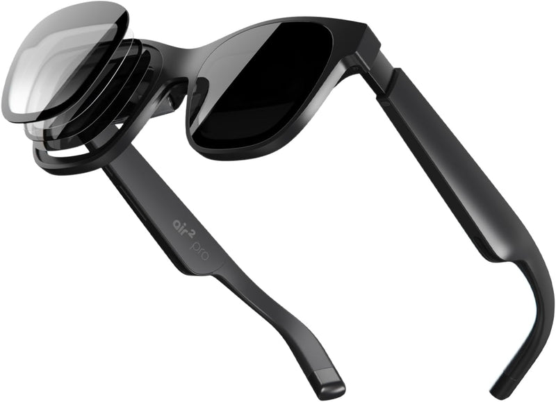 XREAL Air 2 Pro AR Glasses, Ultimate Display with 3-Level Electrochrome Darkening, 75g, 120Hz, 130", Smart Glasses, Compatible with iPhone 15/SteamDeck/ROG/Mac/PC/Android/iOS-Middle East Version - BLACK