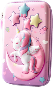 Pencil Case, Unicorn Pencil Case for Girls, 3D EVA Large Capacity Pen Holder, Storage Bag, Students Stationery Box, Cartoon Pencil Bag For Kids Boys School Gift (Moon Unicorn, L)