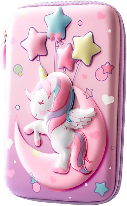Pencil Case, Unicorn Pencil Case for Girls, 3D EVA Large Capacity Pen Holder, Storage Bag, Students Stationery Box, Cartoon Pencil Bag For Kids Boys School Gift (Moon Unicorn, L)