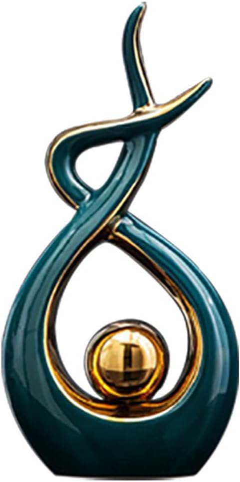 Norrclp Home Decor Modern Abstract Art Ceramic Statue Table Decorations for Dining Room Living Room Office Centerpiece, Green and Gold