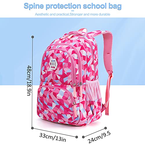 URbazaar Girls School Bag,Girl Geometric Printed Primary Junior High University School Bag Bookbag Backpack Sets