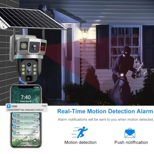 Solar-Powered Outdoor Security Camera, 4MP Dual Lens, 10X Optical Zoom, 4G Wireless, PTZ with Auto Human Tracking