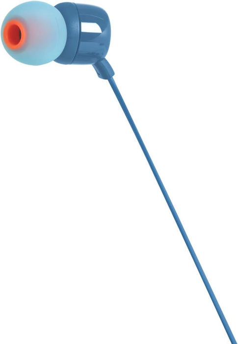 JBL Tune 110 Wired In-Ear Headphones, Deep and Powerful Pure Bass Sound, 1-Button Remote/Mic, Tangle-Free Flat Cable, Ultra Comfortable Fit - Black, JBLT110BLK
