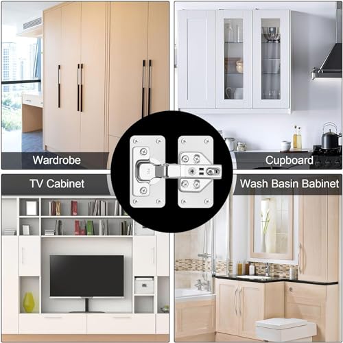 Thick Hinge Repair Plate Kit, 8pcs Cabinet Hinge Repair Plate Stainless Steel Door Hinge Repair Kit Hinge Fixing Plate Bracket kit with Mounting Screw, Protect Wooden Kitchen Cabinet Door, Furniture