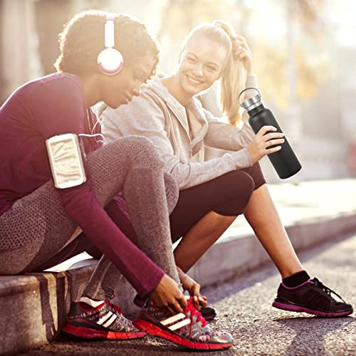 Volhoply Stainless Steel Water Bottles,600 ML Vacuum Insulated Double Wall Travel Bottle with Leak Proof Lid of Handle,Metal Reusable Standard Mouth Flask for School,Hikers
