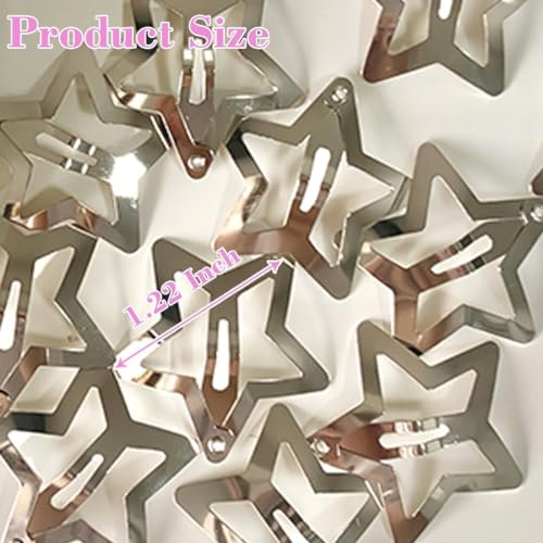 20 PCS 1.22Inch Star Hair Clips, Snap Star Hair Clips, 2000s Y2K Silver Metal Hair Clips, Non Slip Star Clips, Star Hair Barrettes, Star Hair Accessories, Cute Hairclips, for Girls Women