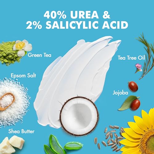 Ebanel Urea Cream 40% plus Salicylic Acid 2%, Foot Cream for Dry Cracked Feet Heels Knees Elbows Hands Repair Treatment, Foot Moisturizer Corn Callus Dead Skin Remover Toenail Softener for Feet Care