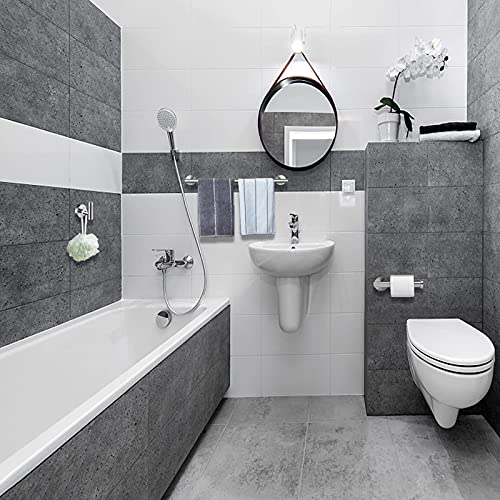 UUHOME Bathroom Hardware Set, Matte Black Bathroom Accessories Set, 304 Stainless Steel Towel Bar Set Wall Mounted Include 16" Bathroom Towel Rack, Toilet Paper Holder and 2 Robe Hooks(4pcs) (Silver)