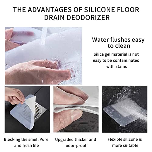Tub Stopper Sillicone Floor Drain Anti-Odor Mat, Gel Drain Plugs, Bathtub Kitcher Seal Plug, Sewer Deodorizing Cover, Prevent Drain Smells for Kitchen, Bathroom and Laundry, 2Pcs