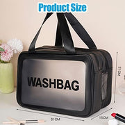 YIMIKE Travel Toiletry Bag,Large Clear Makeup Bags, 2 in 1 Cosmetics Bag,Transparent Skin Care Bag for Toiletries,Waterproof & Draining Make up Bags,PVC Thickened Wash Bag for Women Men (Pink)