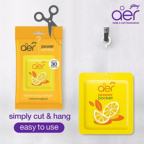Godrej aer Power Pocket Air Freshener- Bathroom And Toilet Lasts Up To 30 Days Assorted Pack Of 5 (50G), Multicolour, 40017848