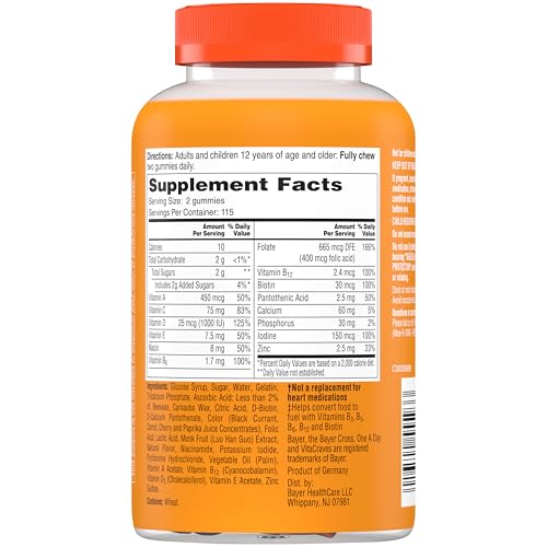 One A Day Womenâ€™s Multivitamin Gummies, Supplement with Vitamin A, Vitamin C, Vitamin D, Vitamin E and Zinc for Immune Health Support, Calcium & more, Orange, 230 count, Fruity