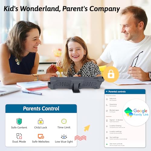 Kinstone 10.1" Android 12 Kids Tablet - 4GB (Expandable), Quad-Core, IPS Screen, 6000mAh Battery, Parental Control, with Protective Case & Stylus Pen - Ideal Gift for Toddler & Children