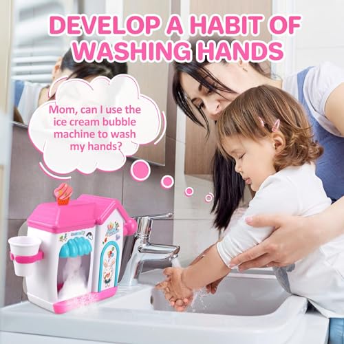 Azonee Toddler Bath Toys - Interactive Baby Shower Toys, Bubble Ice Cream Maker Bath Toy, Toddler Bath Toys Age 2-4, Bathtub Bubble Machine, Toy for 3 4 5 6 7 8 Years Old Boys Girls