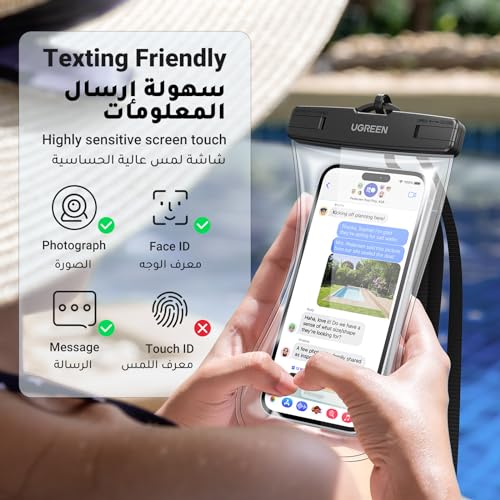UGREEN Waterproof Phone Case, IPX8 Certified 30M Waterproof Phone Pouch Cellphone Dry Bag Case Fit for up to 7.2'' Compatible with iPhone 16/15/14/13 Series, S24 S25 Ultra 2 Pack