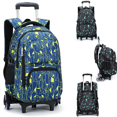 Boys Rolling Backpacks Fashion Printed Girls Wheeled Luggage Bags Kids Trolley School Bags Large Capacity for School Students Bookbag