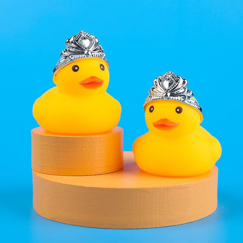 YUERFEILA Rubber Duck Bath Duck Toys for Toddlers Boys Girls,Squeak and Float Yellow Ducks in Bulk Baby Shower Duck Decorations Party Favors (Duck with Crown)