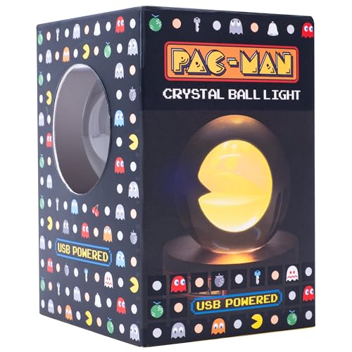 Fizz Creations PAC-Man Crystal Ball Light. Retro Gaming Desk Lamp. USB Powered. Classic Arcade Gaming Gift Mood Lamp.