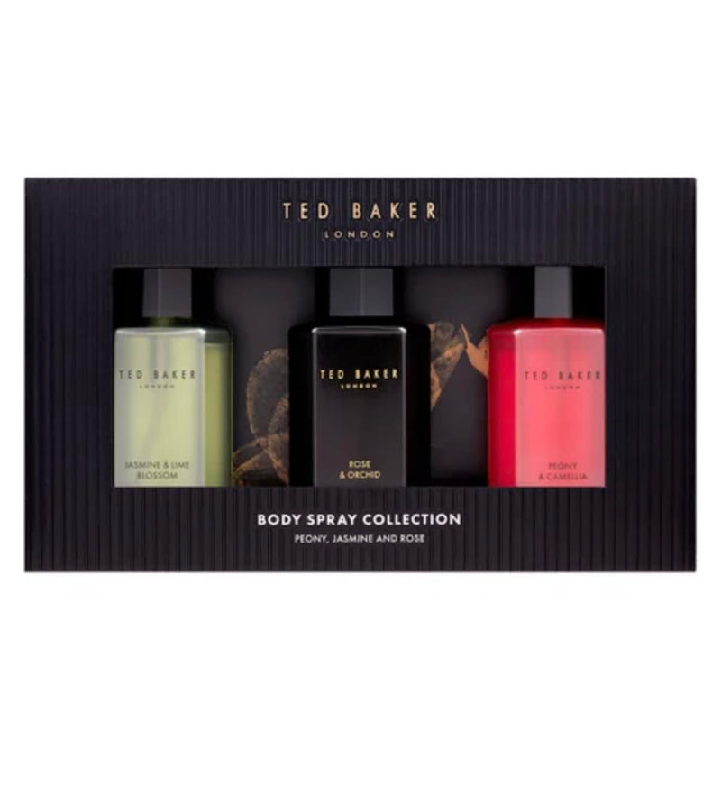 Ted Baker Body Spray Collection, 3-Piece Gift Set, Peony Jasmine and Rose Fragrances