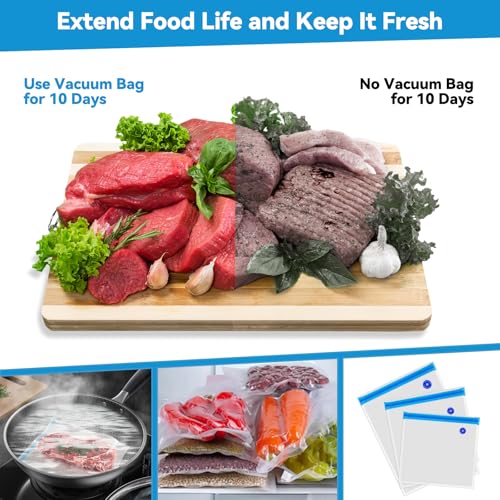 WVacFre Sous Vide Bags 15 pcs Reusable Vacuum Sealer Bags Zip Lock bag for Food Storage and Cooking BPA Free with 2 Sealing Clips